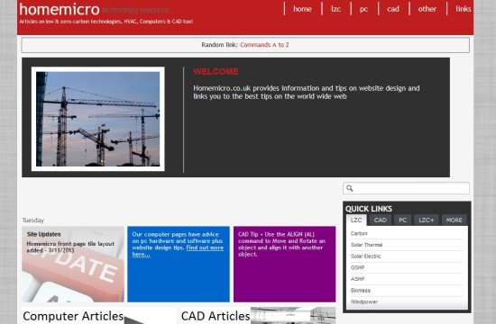 The Homemicro.co.uk website - LZC - PC - CAD - HVAC