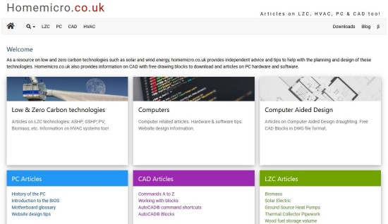 The Homemicro.co.uk website - LZC - PC - CAD - HVAC